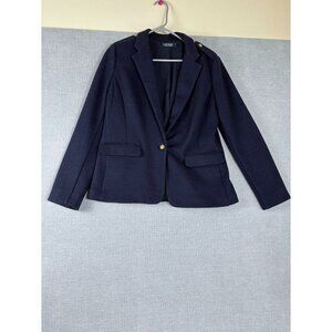 Lauren Ralph Lauren Womens Navy Blue Wool Blend Jacket Size 12 With Gold Button